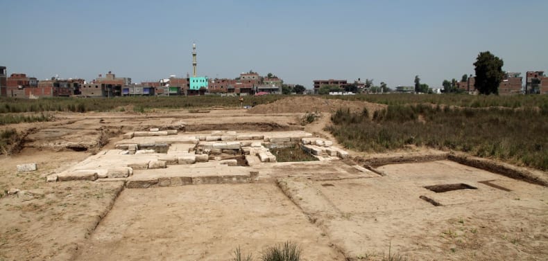A view across the archaeological remains at Tell Timai