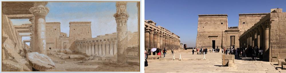 2024 EES Tour_Philae Temple_Gateway of Nectanebo_painting_Amelia Edwards_1874