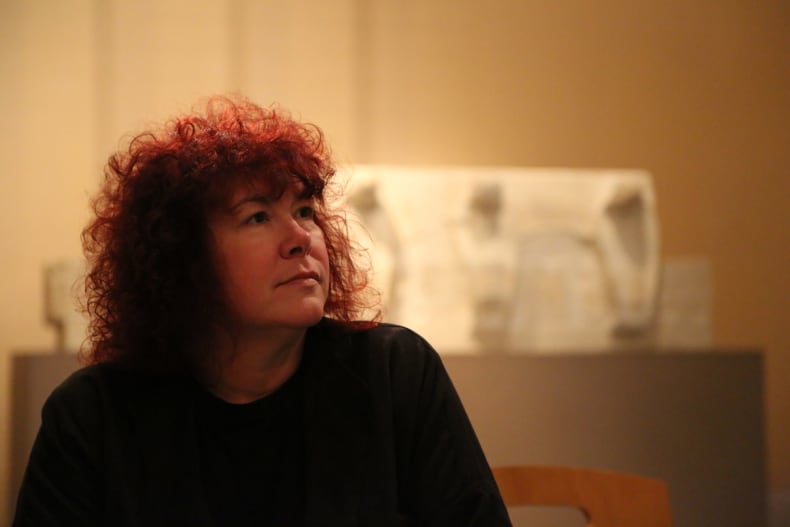 Prof Joann Fletcher at the Imhotep Museum, Saqqara. Copyright Dr Amr Aboulfath.