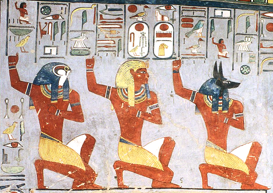 Scrivens_Ancient Egyptian Myth_Ramesses I with the Souls of Pe and Nekhen (KV 11)