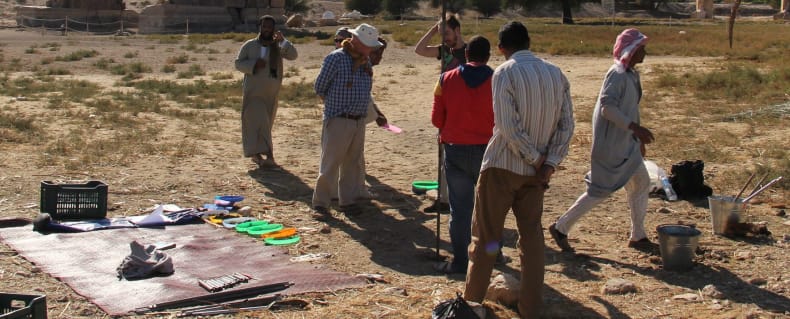 Investigating the area around the Colossi of Memnon