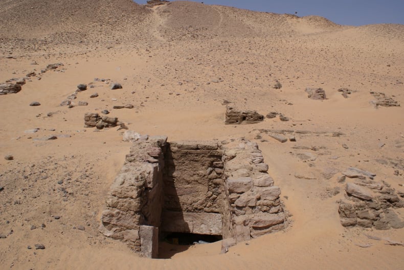 Remains of the super structure of tomb 1 in the Lower Necropolis after cleaning in 2015