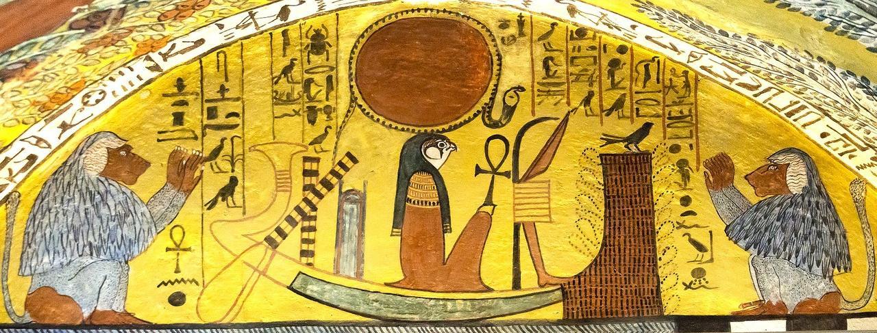Scrivens_Ancient Egyptian Myth_The sun god (Ra-Horakhty-Atum)_tomb of Sennedjem (TT 1)