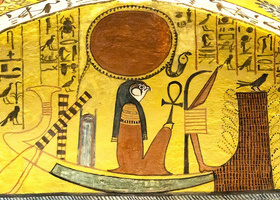 Scrivens_Ancient Egyptian Myth_The sun god (Ra-Horakhty-Atum)_tomb of Sennedjem (TT 1)